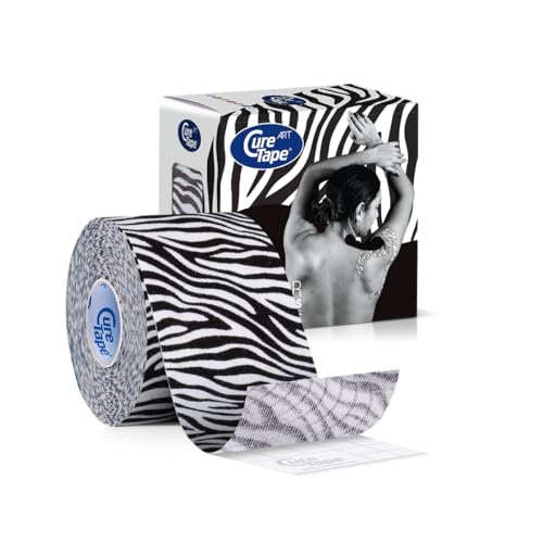 CureTape Art | Kinesiology Tape for Body Pain | Elastic Therapeutic | Waterproof Athletic | Long-Lasting Medical K (Zebra) - Image 1