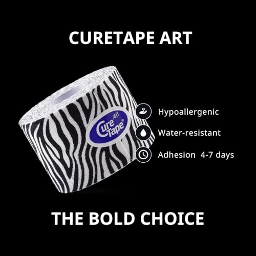 CureTape Art | Kinesiology Tape for Body Pain | Elastic Therapeutic | Waterproof Athletic | Long-Lasting Medical K (Zebra) - Image 2