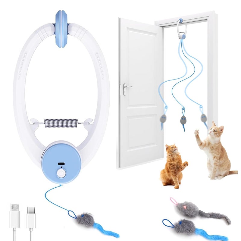 KWV Interactive Cat Toys for Indoor Cats - Automatic Flying Bird Feather Wand Chase Exercise Enrichment Stimulation, Rechargeable Durable Safe Kitten & Adult Cat Electric Hanging Toy for Bored Cats