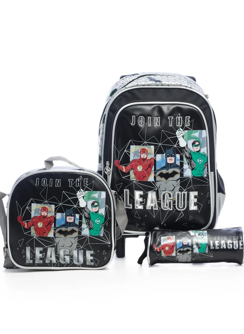 Justice League 14" Trolley Bag with Lunch Bag & Pencil Case