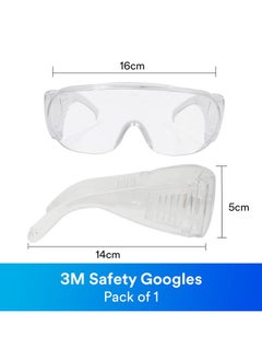 3M 3M 1611 Safety Goggles Hard Coat Eyewear, Over The Spectalar Eye Protector, Anti Pollution Goggles For Multipurpose Use In Riding Motorcycle, Construction, Clear Transparent Goggles (Pack of 1)  - Image 2