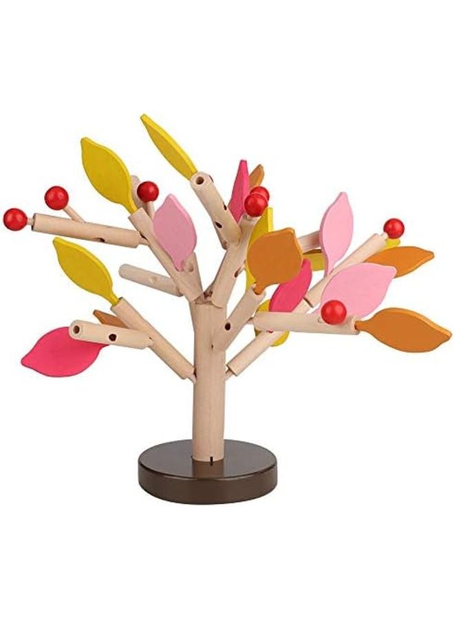 Yellow Leaf Style Wood Building Blocks Tree Set Educational DIY Puzzle Toy Kids - Image 2