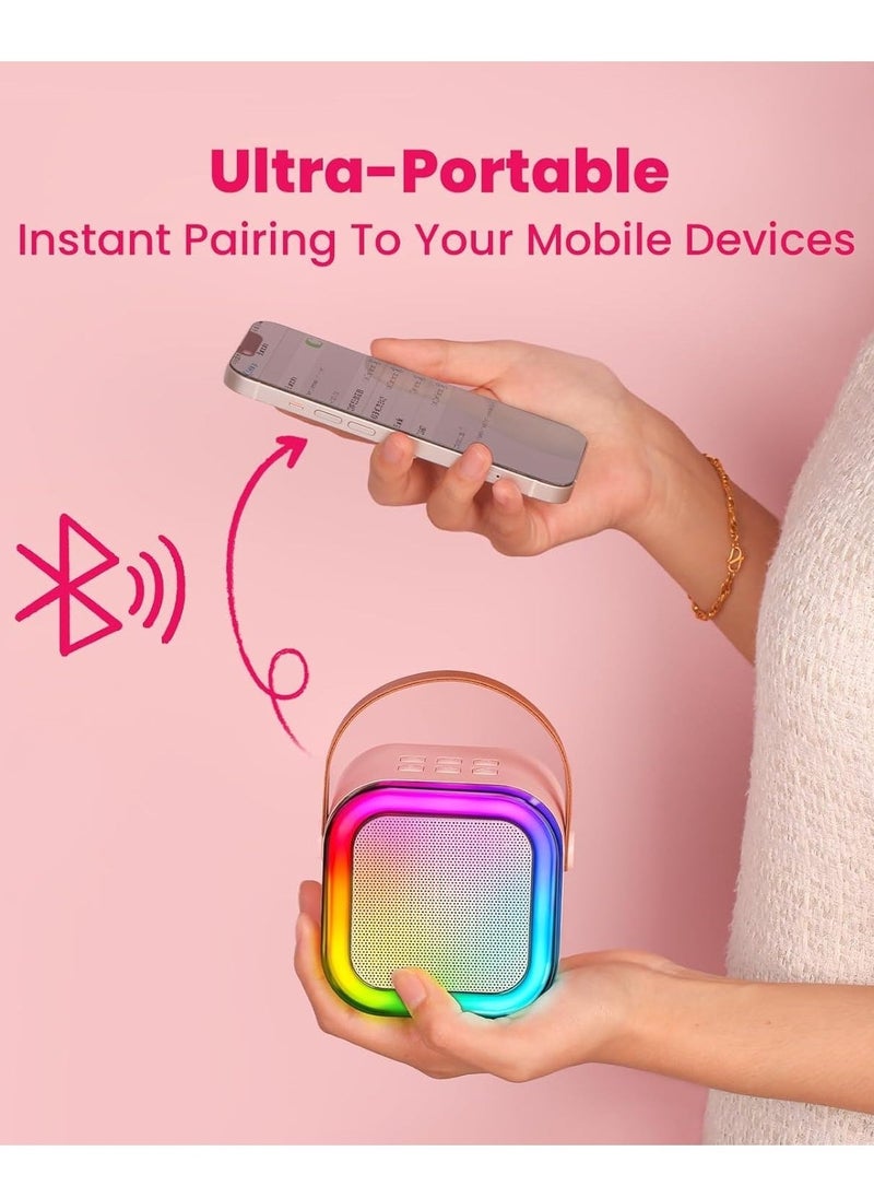 Mini Karaoke Machine with Bluetooth Speaker and Dual Wireless Microphones for Kids & Adults - Image 2