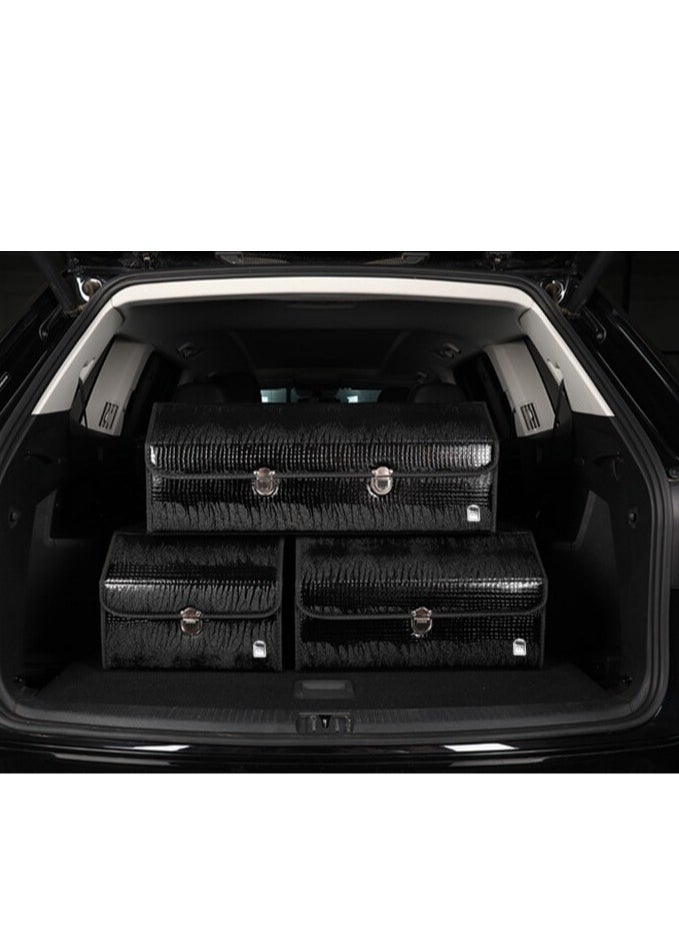 Manful Outdoor Foldable Car Trunk Storage Box Black, Car Storage Box, Thick Leather Storage Box Storage Box, Foldable  - Image 2