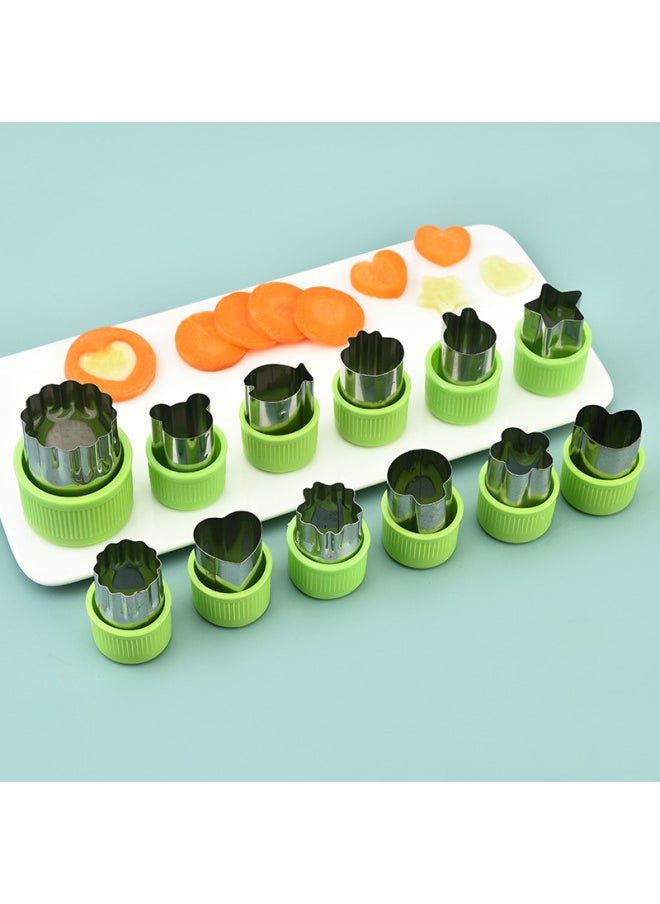 Generic Baby Food Butterfly Shape Stainless Steel Cookie Cutter Vegetable Fruit Flower Sausage Biscuit Embossing Mold Cloud Dumpling-Specifications:Butterfly Surface 9-piece Green PVC Box-Color:Stainless Steel Color  - Image 2