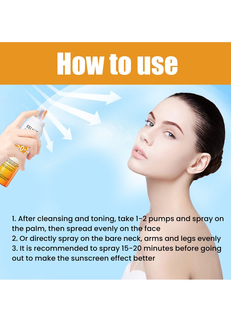 EELHOE CLEAR MOISTURIZING AND SUN CREAM SPRAY SPF50+ PA+, REFRESHING MOISTURIZING  AND CARING SKIN MAKE THE SKIN TENDER MOIST AND RADIANT, Refreshing Moisturizing & Caring for the Skin, The Skin Feels Fresh and Makes the Skin look Supple and Moisturized, to Prevent Uv Damage to The Skin, Summer for Both Men And Women150ml - Image 4