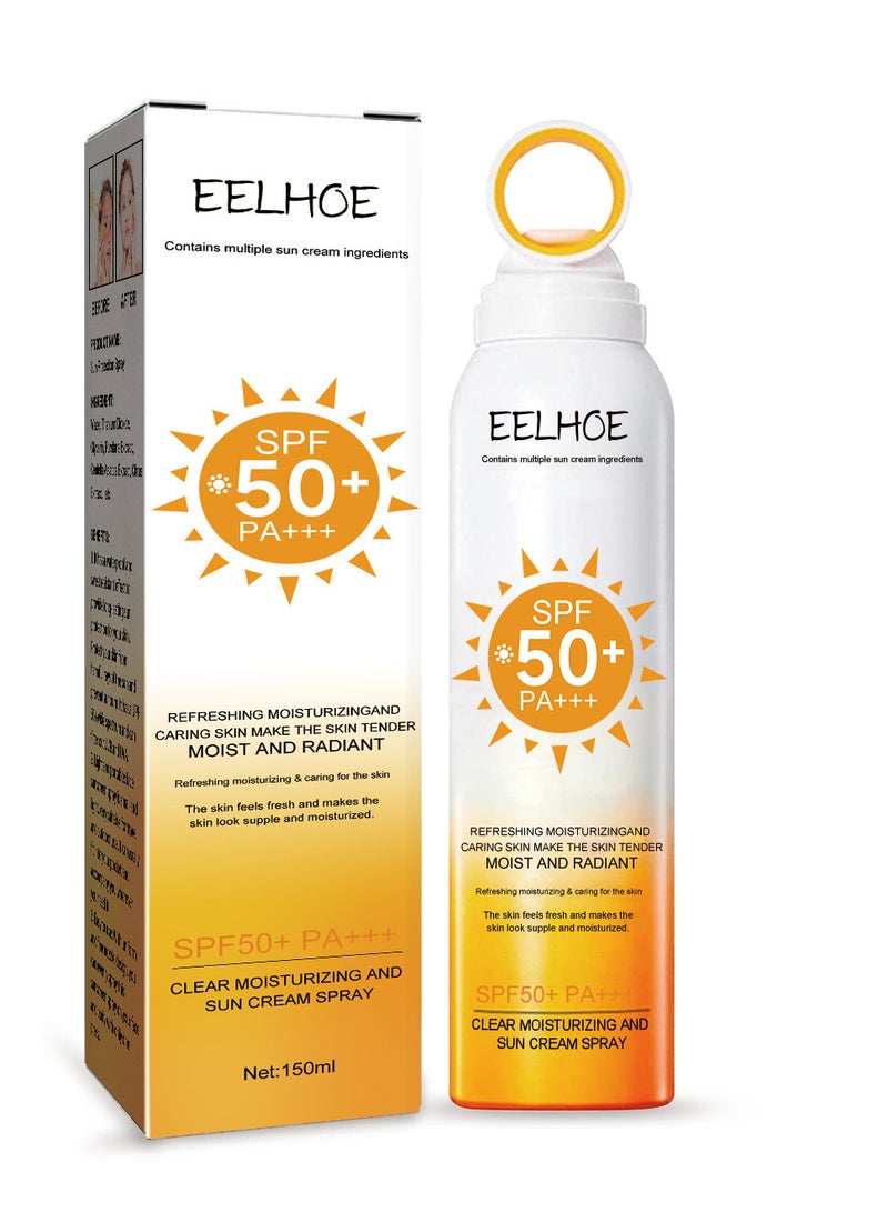 EELHOE CLEAR MOISTURIZING AND SUN CREAM SPRAY SPF50+ PA+, REFRESHING MOISTURIZING  AND CARING SKIN MAKE THE SKIN TENDER MOIST AND RADIANT, Refreshing Moisturizing & Caring for the Skin, The Skin Feels Fresh and Makes the Skin look Supple and Moisturized, to Prevent Uv Damage to The Skin, Summer for Both Men And Women150ml - Image 3