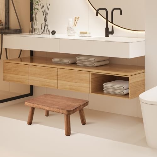 JUJIAFU Wooden Step Stool Anti-Slip Step Stools for Adults Heavy Duty Stepping Stool Kitchen Step Stool for Adults One Step Stool for Office, Bedroom, Garden, Bathroom (6.3" High) - Image 3