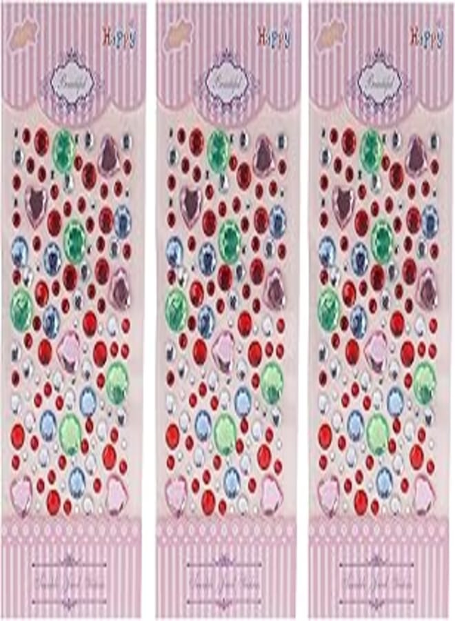 3A Jewels Plastic Sticker Set Of 3 Pieces For Paper, Decoration And Clothes - Multi Color CT1023-2 - 3A-1653-Multi Color2 