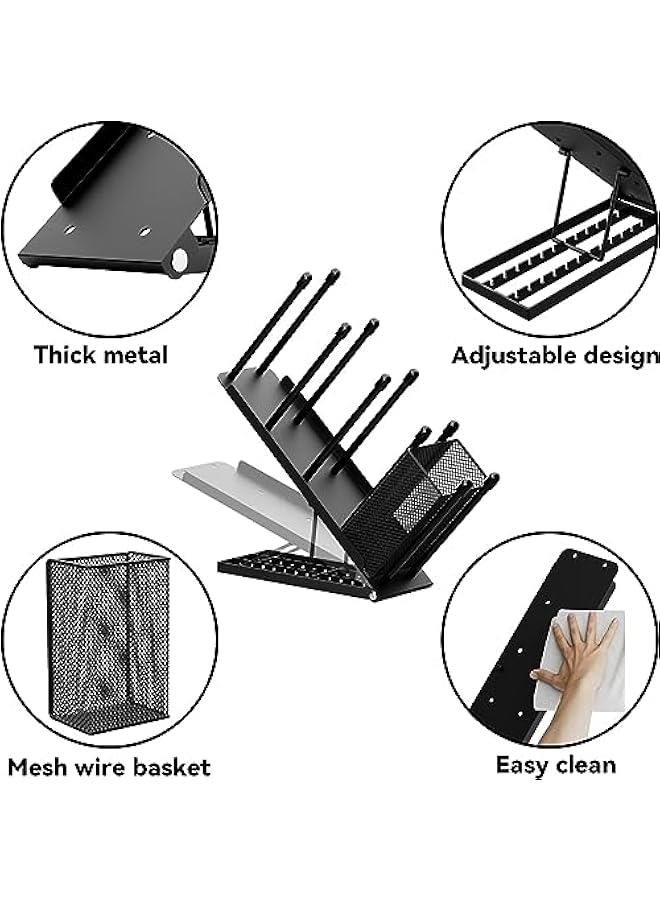 ميكسد حامل الكأس وغطاء ، قابل للتعديل حامل فنجان القهوة منظم 4 مقصورات كأس المتاح موزع ، سلة تخزين مع سترو حبوب البن ، ومناسبة للقهوة الوقوف بار كونترتوب صالة معدنية سوداء - Image 3