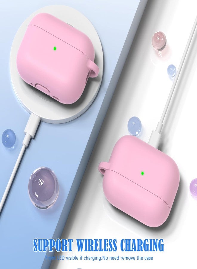 MHYALUDO غطاء حماية MHYALUDO لسماعات AirPods Pro من الجيل الثالث، مصنوع من السيليكون الناعم المقاوم للصدمات والمناسب للاستخدامات العسكرية، مع حبل تعليق ومجموعة تنظيف، وإضاءة LED أمامية مرئية، باللون الوردي. - Image 5