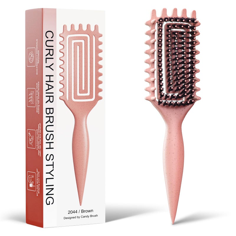 Weldilgit Curl Defining Brush for Thick Coily Hair, Firm-Bristle TPEE Detangling Brush for Coarse 4Aâ€“4C Curls, Dual-Sided Wide & Narrow Tooth Brush for Wet & Dry Curl Shapingâ€“ Women & Men (2054-Pale Lilac) - Image 1