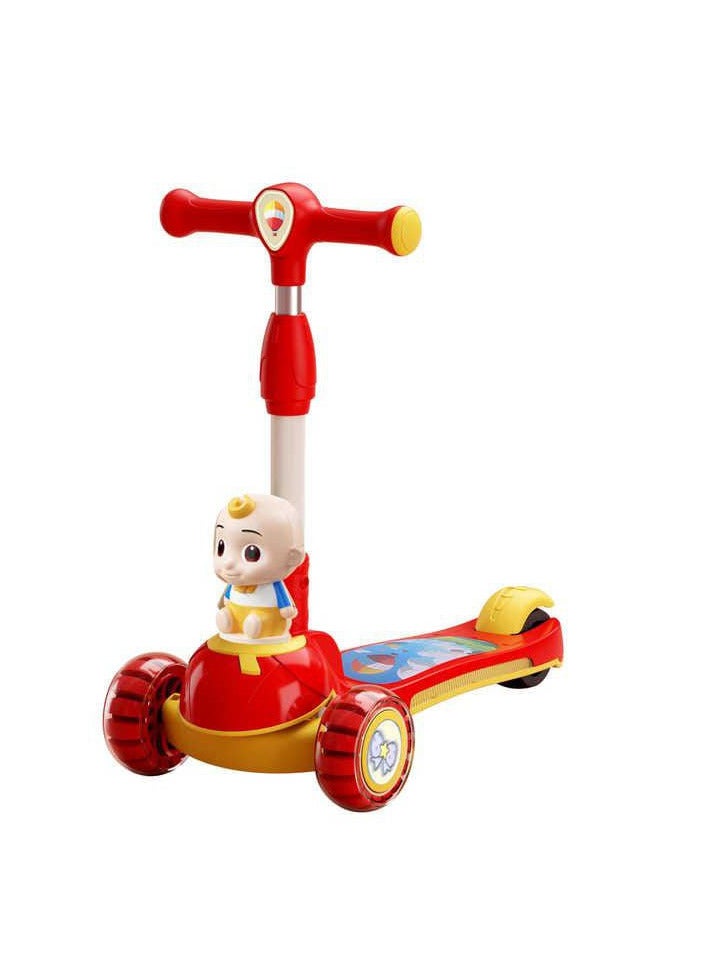 A scooter for kids featuring the JoJo Princess Bear design, suitable for children aged 2 to 12 years, equipped with three lightweight wheels and fun music, perfect for both boys and girls aged 3 and above! 