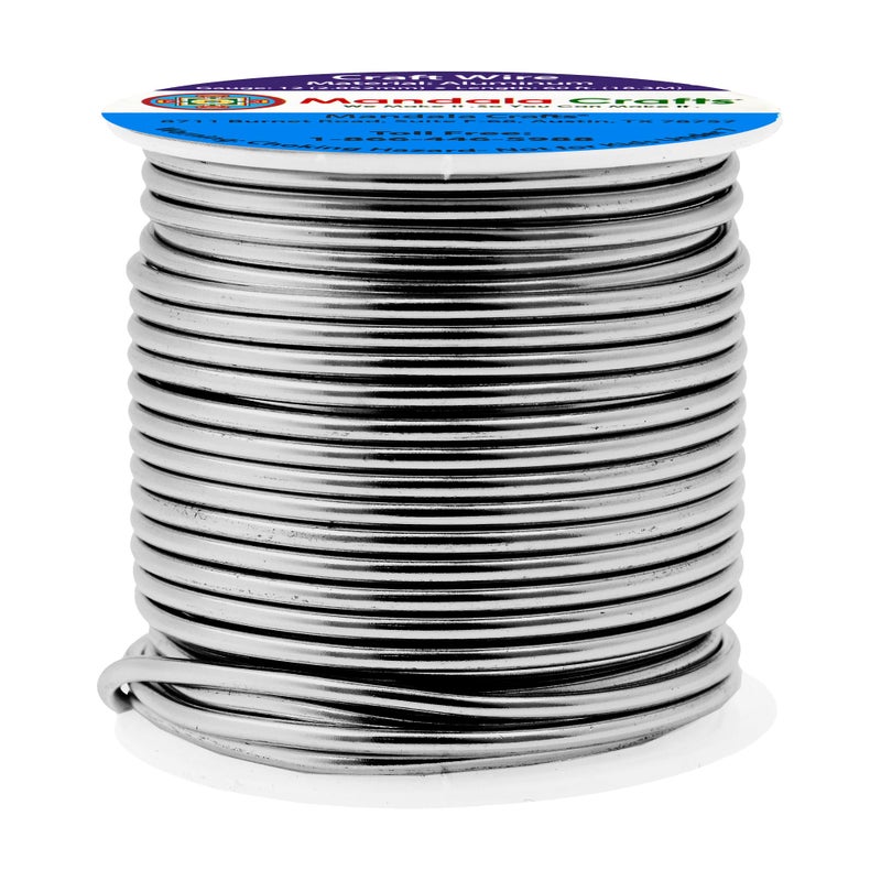Mandala Crafts 12 Gauge Anodized Aluminum Craft Wire for Jewelry Making 60 FT Colored Flexible Gray Wire Bendable for Bonsai Armature Crafting Sculpting