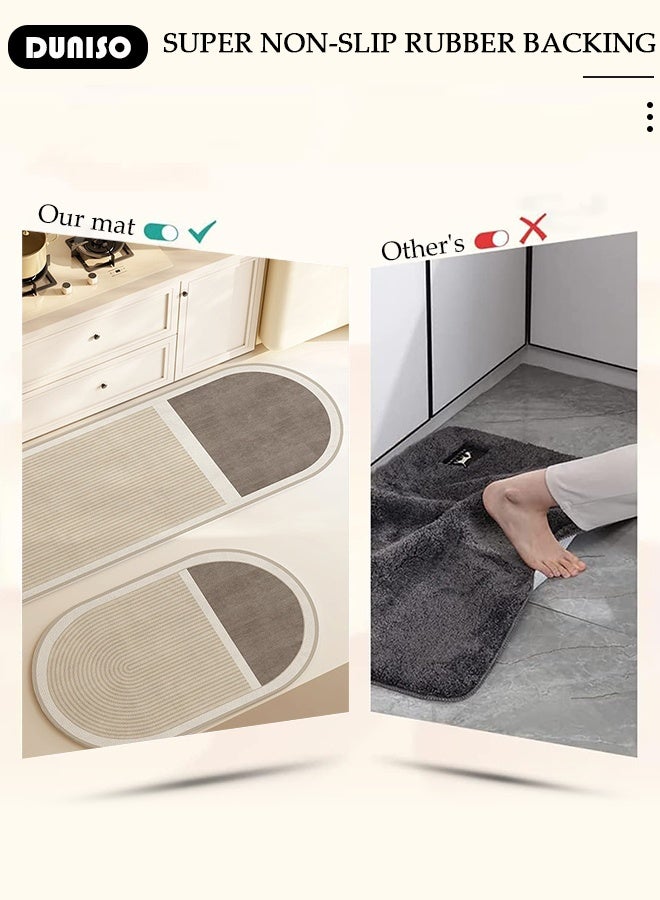 DUNISO Diatom Mud Bath Mat Set Bathroom Kitchen Rug Mat Extra Soft and Absorbent Bath Rugs Non-Slip Quick Drying Floor Bath Tub Mat for Bathroom Floor Tub and Shower 40*60cm/40*120cm  - Image 5