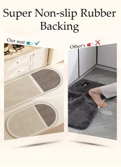 DUNISO Diatom Mud Bath Mat Set Bathroom Kitchen Rug Mat Extra Soft and Absorbent Bath Rugs Non-Slip Quick Drying Floor Bath Tub Mat for Bathroom Floor Tub and Shower 40*60cm/40*120cm  - Image 3