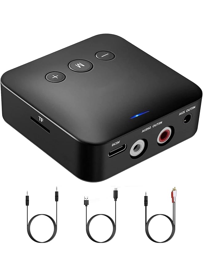 Excefore Bluetooth 5.0 Transmitter And Receiver, 3.5Mm Wireless Audio Adapter, Black, 2-In-1 Wireless Bluetooth Adapter For Tv Pc Home Sound System Car - Image 1