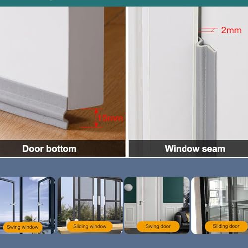 Jubobu Window Sealing Strips for Gap,Door Bottom Sealing Strip,Sound Proofing for Windows,Windproof Window Seal Keep Out Air Leaks, Mosquitoes and Noise(5 Meter, Grey) (Grey) - Image 5
