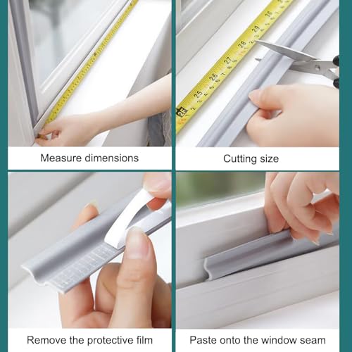 Jubobu Window Sealing Strips for Gap,Door Bottom Sealing Strip,Sound Proofing for Windows,Windproof Window Seal Keep Out Air Leaks, Mosquitoes and Noise(5 Meter, Grey) (Grey) - Image 3