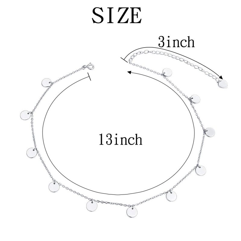 DAOCHONG Sterling Silver Jewelry Dot Choker Necklace Round Circle Pendant Disc Chain Statement Necklace For Women - Image 5
