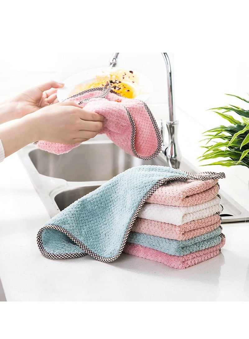 Rubik Hand Towels for kitchen, 8pc Hangable Coral Fleece Kitchen Towels Set Multi-function Household Cleaning Cloth For Kitchen (Eight Pack)  - Image 1