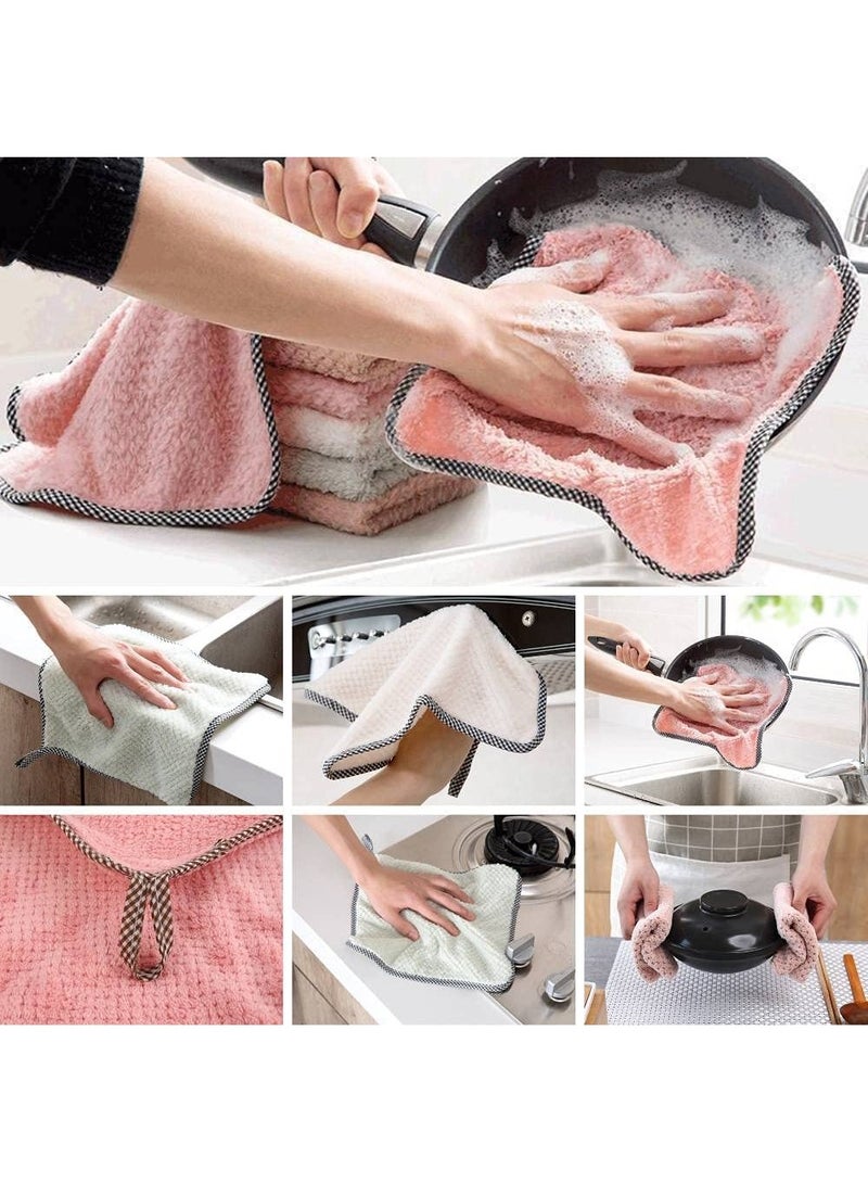 Rubik Hand Towels for kitchen, 8pc Hangable Coral Fleece Kitchen Towels Set Multi-function Household Cleaning Cloth For Kitchen (Eight Pack)  - Image 3