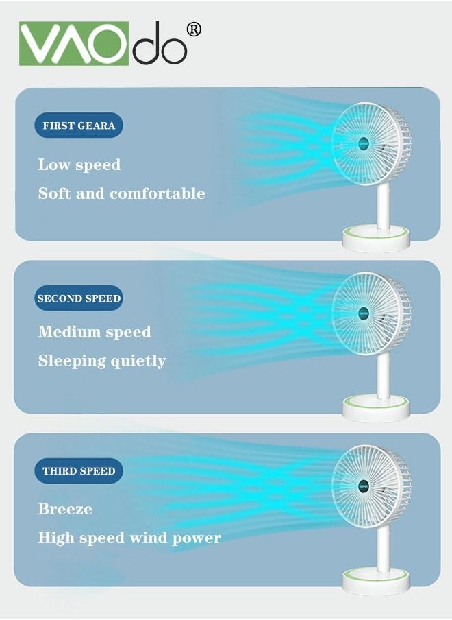 VAOdo - Desktop Fan USB Charging Portable Small Fan Low Noise 3 Gears Strong Wind Removable Handheld Fan - Image 1