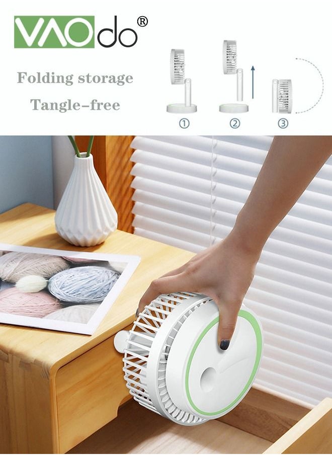VAOdo - Desktop Fan USB Charging Portable Small Fan Low Noise 3 Gears Strong Wind Removable Handheld Fan - Image 1