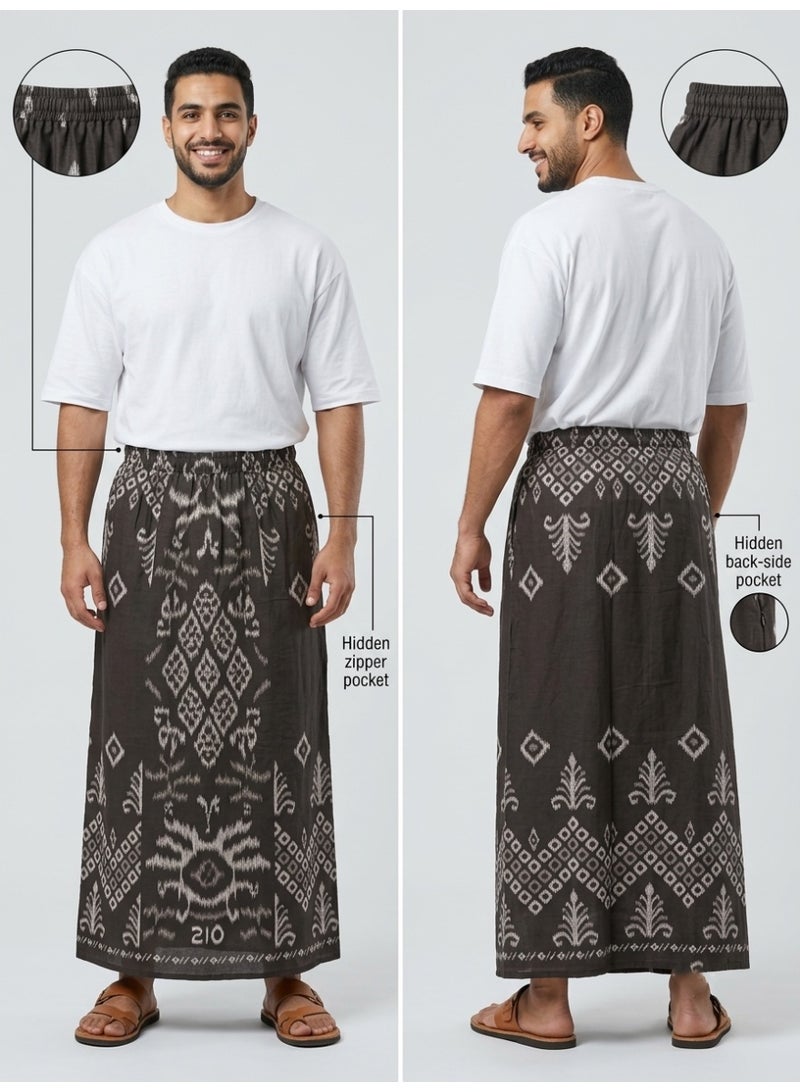 Men's elastic overalls with side pocket, men's towel, very comfortable and cool summer overalls for men, men's izar, men's sarong, men's seven-piece sarong, suitable for home, sleep, and athletes, prayer times - Image 2