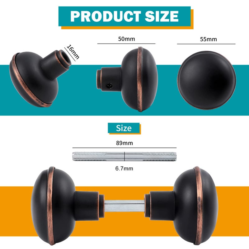 newliplace Vintage Style Door Knob Set with Spindle, Antique Door Knobs Replacement Set for Interior Doors, Oil Rubbed Bronze - Image 2
