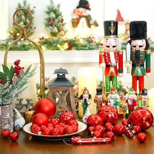 XmasExp 24ct Christmas Ornaments Shatterproof Christmas Ball Ornaments Set Decorations for Xmas Tree Balls 40mm/1.57" (1.57'', Red) - Image 3