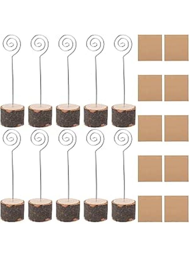 Rustic Tree Bark Card Holder Clips Set Of 10 Mini Stump Memo Photo Display Stand - Image 1