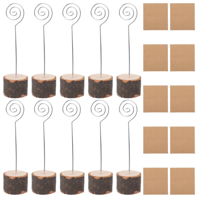 Rustic Tree Bark Card Holder Clips Set Of 10 Mini Stump Memo Photo Display Stand - Image 2