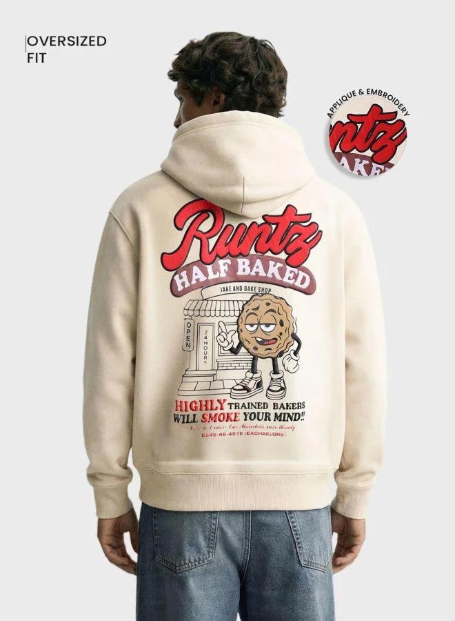 ذا انديان كراج كو Men Relaxed Fit Graphic Printed Crew Neck Full Sleeves Overhead Hooded Sweatshirt