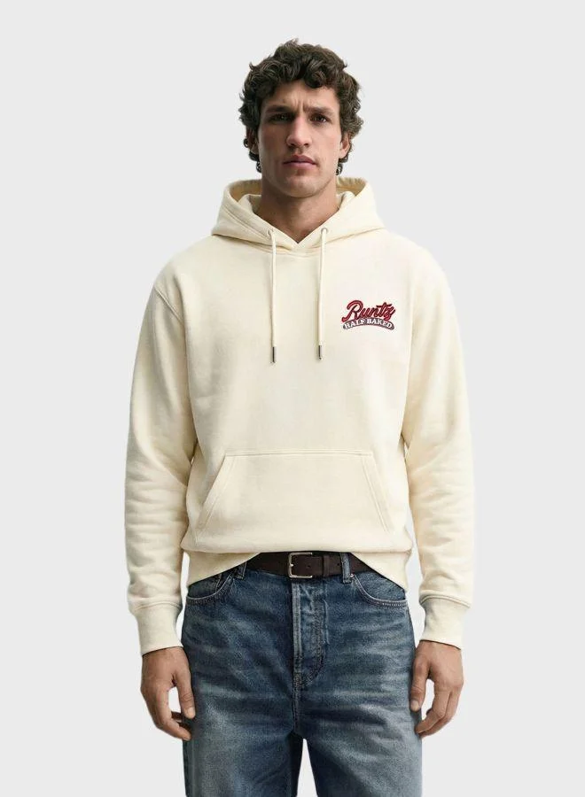ذا انديان كراج كو Men Relaxed Fit Graphic Printed Crew Neck Full Sleeves Overhead Hooded Sweatshirt