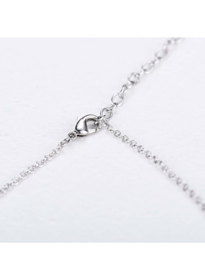luomart Fashion Mermaid Birthstone Necklace Jewelry White Gold Plated Austrian Crystal Pendant Gift for Girls Women, Rhinestone, Rhinestone - Image 3