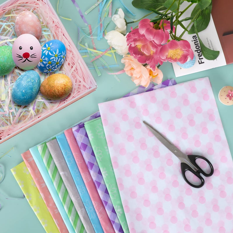 SANNIX 100 Sheets Spring Easter Tissue Paper Pink Green Blue Bulk Gift Wrapping Paper for Easter Gift Wrapping DIY Crafts Birthday Party Spring Decoration 19.7 Ã—13.8 Inch (10 Patterns) - Image 4