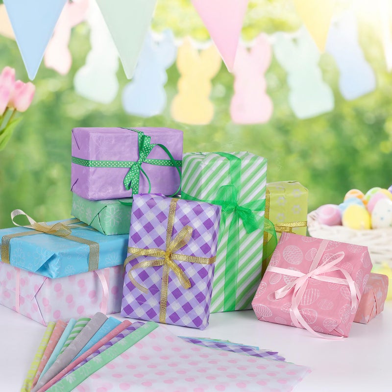SANNIX 100 Sheets Spring Easter Tissue Paper Pink Green Blue Bulk Gift Wrapping Paper for Easter Gift Wrapping DIY Crafts Birthday Party Spring Decoration 19.7 Ã—13.8 Inch (10 Patterns) - Image 5
