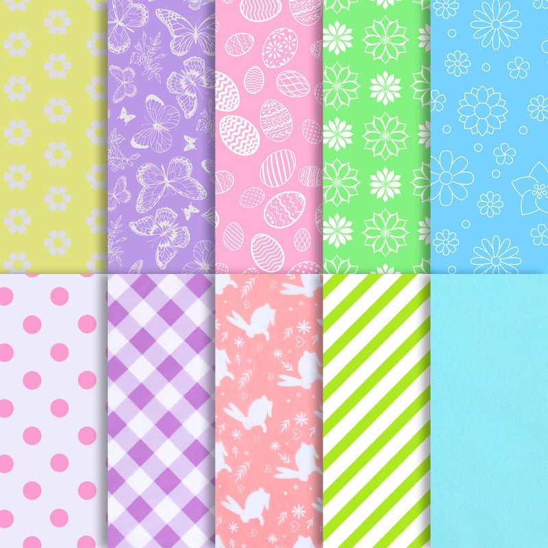 SANNIX 100 Sheets Spring Easter Tissue Paper Pink Green Blue Bulk Gift Wrapping Paper for Easter Gift Wrapping DIY Crafts Birthday Party Spring Decoration 19.7 Ã—13.8 Inch (10 Patterns) - Image 1