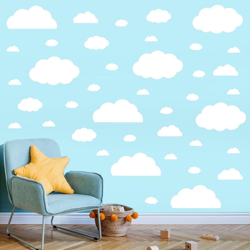 AOWDIAO Cloud Wall Decals - 40 Peel and Stick Clouds Stickers - Assorted Shapes and Sizes for Nursery, Bedroom, Classroom Decor - Image 1