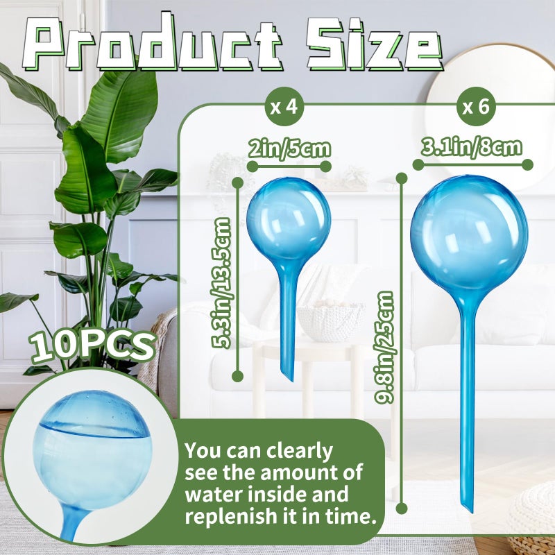 Bvrbaory 10 Pcs Watering Cans,Plant Watering Globes,Plastic Self-Watering Bulb for Indoor Outdoor Potted Flower,Blue - Image 2