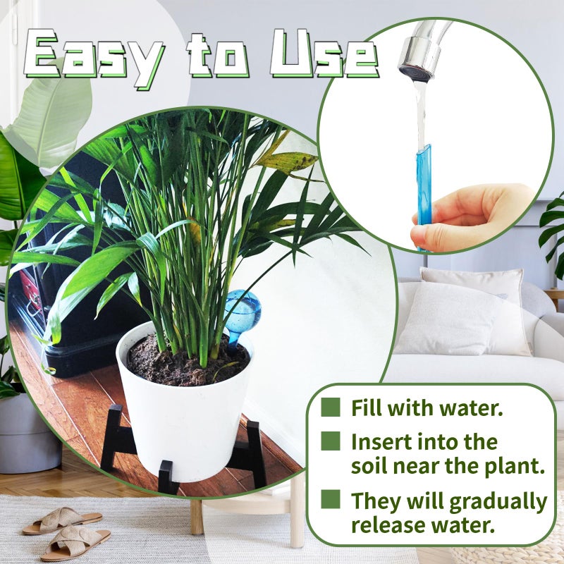 Bvrbaory 10 Pcs Watering Cans,Plant Watering Globes,Plastic Self-Watering Bulb for Indoor Outdoor Potted Flower,Blue - Image 4