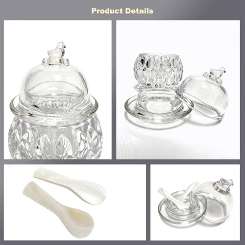 GCFTIFF caviar serving set with 2 Pcs Mother of Pearl Spoons,Chilled bowl Glass Caviar Dish With Lids,ice bowls to keep food cold, Elegant Serving Tray for Caviar Shrimp and Party Appetizers(Leaf) - Image 4