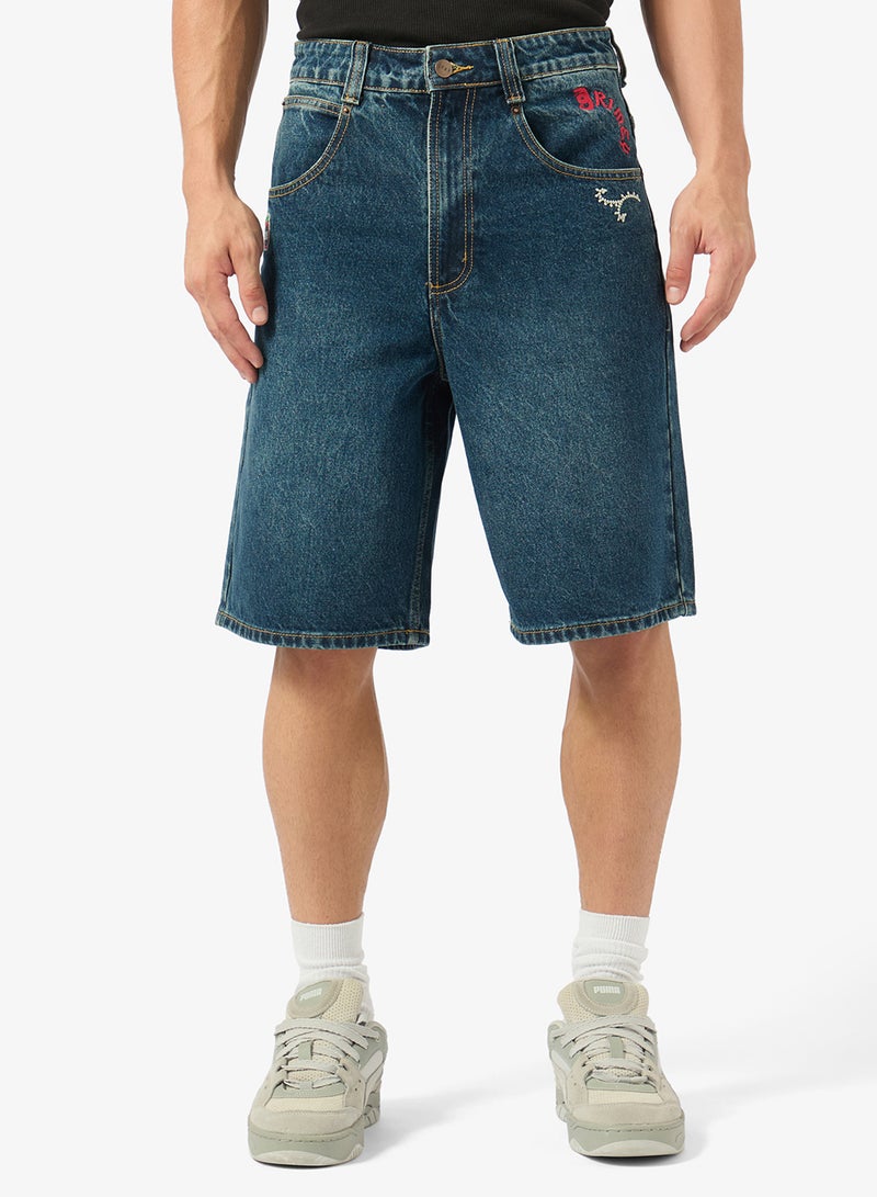 Grimey Droppin Science Baggy Denim Shorts - Image 1