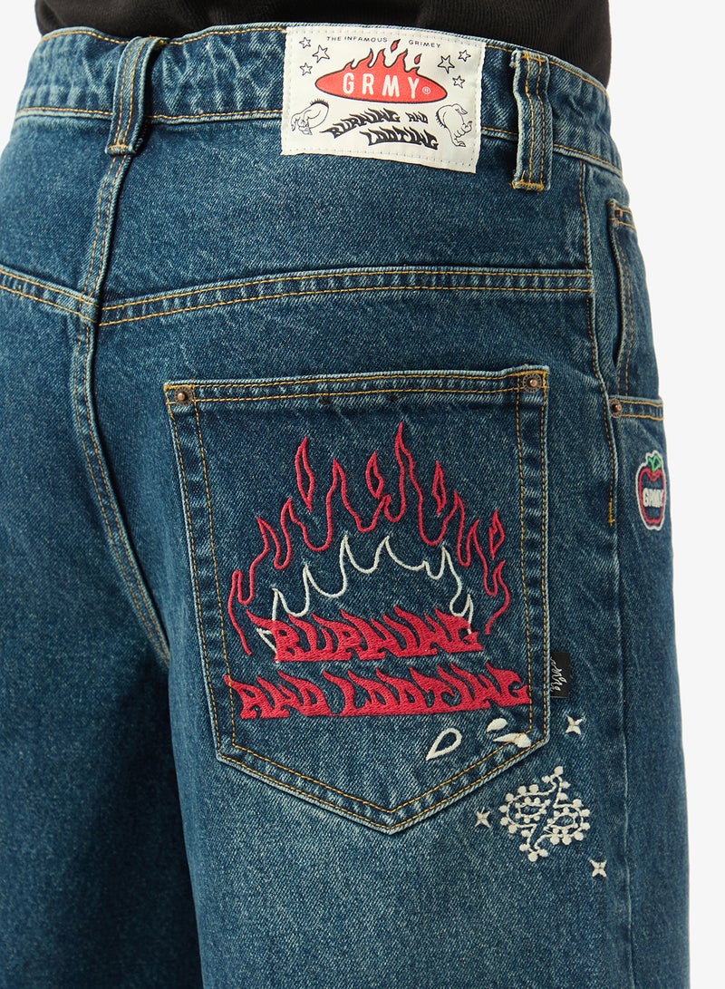 Grimey Droppin Science Baggy Denim Shorts - Image 5