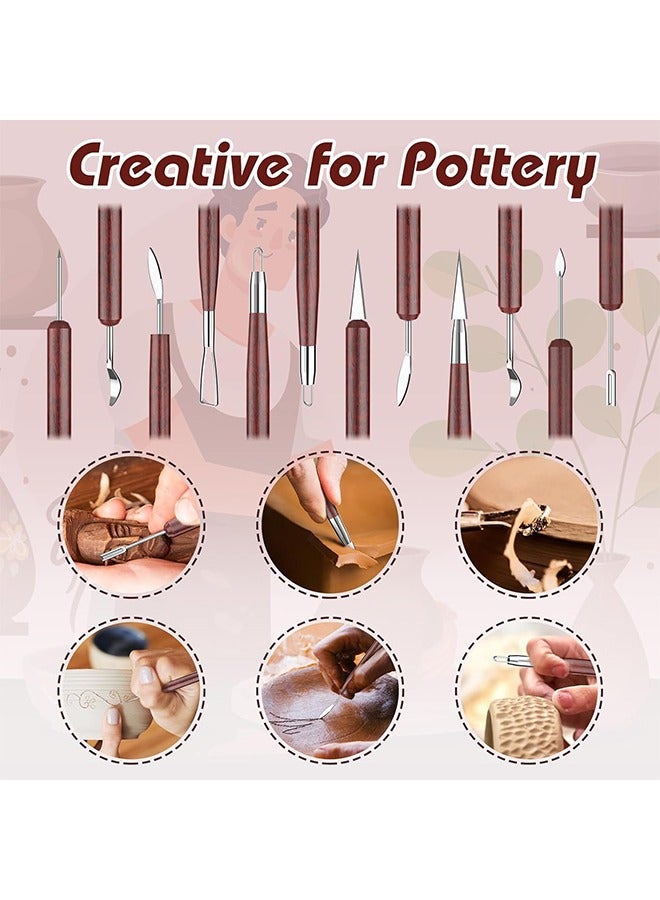 HY Clay Sculpting Tools Set Professional Carving Tools Double-Sided Pottery Tools with Wooden Handle for Sculpture, Shaping Carving And Smoothing High Precision Polymer Clay Tools 6 PCS - Image 3