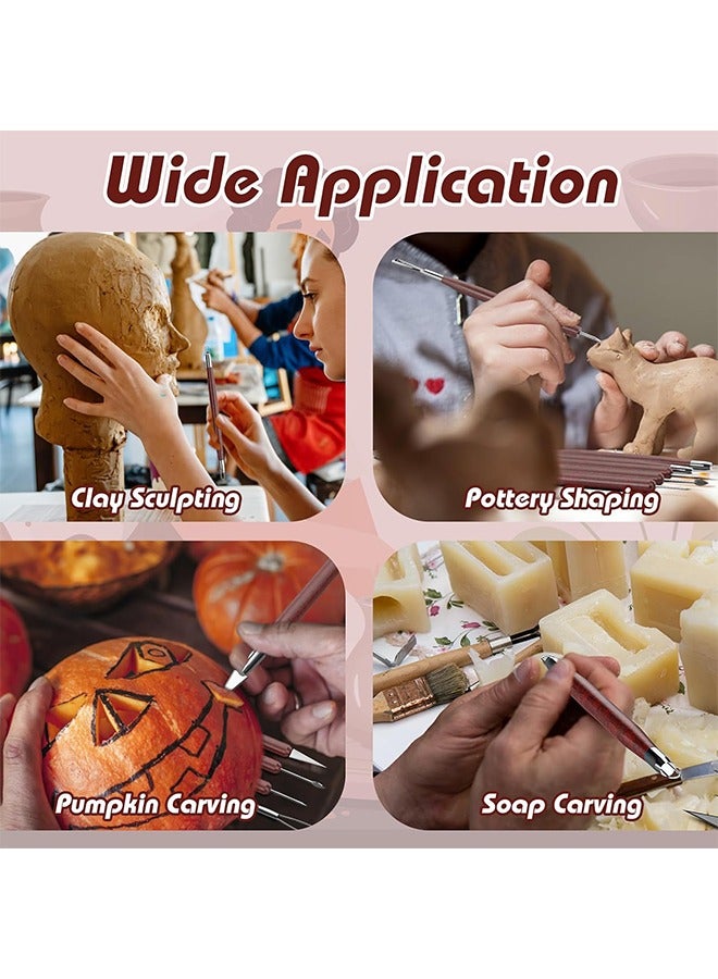 HY Clay Sculpting Tools Set Professional Carving Tools Double-Sided Pottery Tools with Wooden Handle for Sculpture, Shaping Carving And Smoothing High Precision Polymer Clay Tools 6 PCS - Image 5