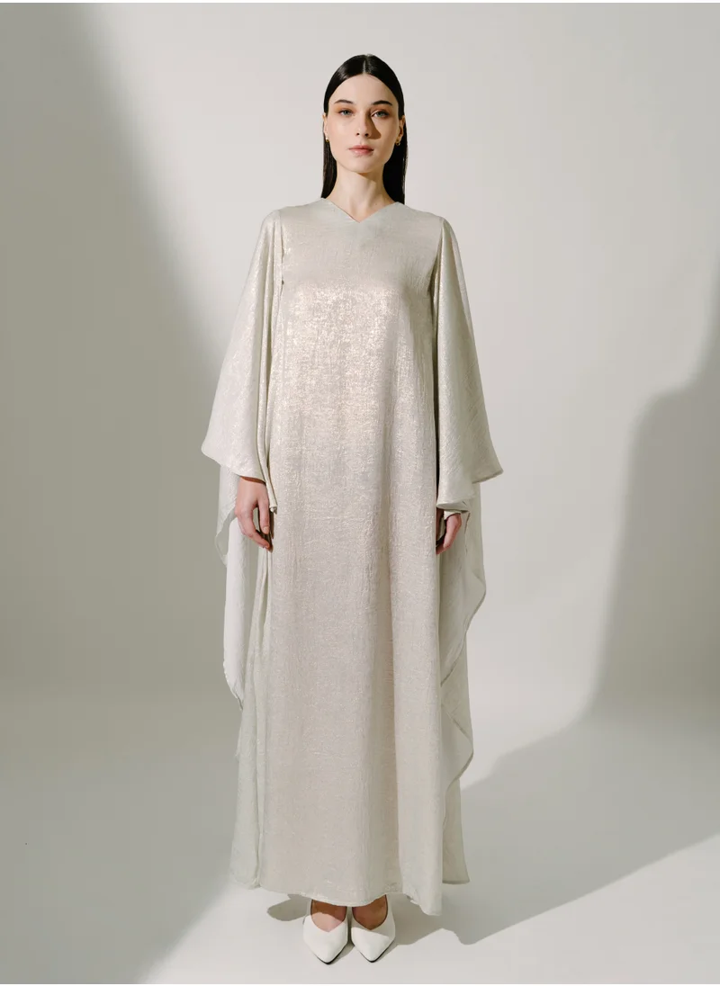 Hadiyath Al Madinah Shimmer White Kaftan - HM