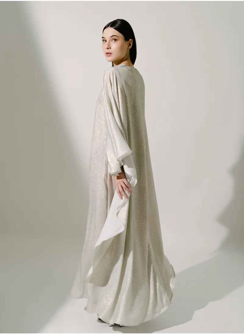 Hadiyath Al Madinah Shimmer White Kaftan - HM