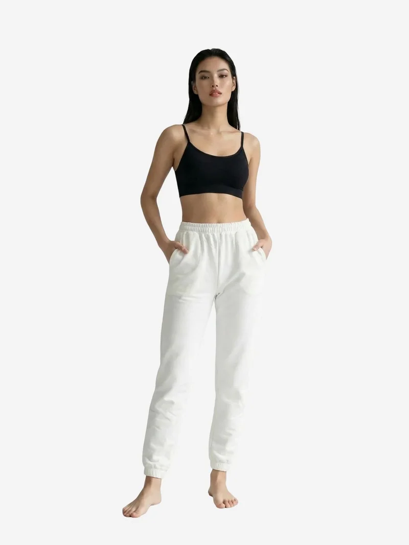 My Fashion White MY FASHION Elastic Waist Jogger Sweatpants for Women | Best Price UAE